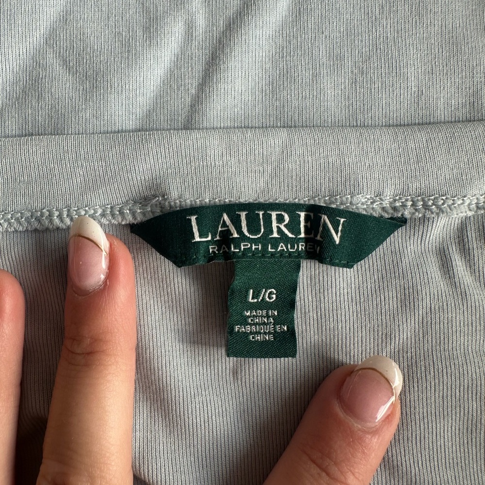 Lauren Ralph Lauren Aqua Pearl Judy Stretch Cotton Boat Neck T-Shirt - Picture 5 of 7